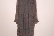 YAS Dark Green Pink Floral Tiered Frill Neck Midi Dress 14UK/42EU