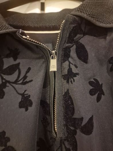 Black Floral Zip Polo shirt