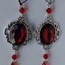 Gothic Ornate Filigree Deep Red Garnet Tassel Earrings Image 4