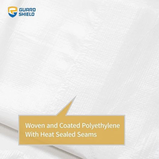 White Tarpaulin Waterproof Heavy Duty 4m / 6m Tarp with Eyelets UV Resistant Multipurpose for Outdoor 160g/m