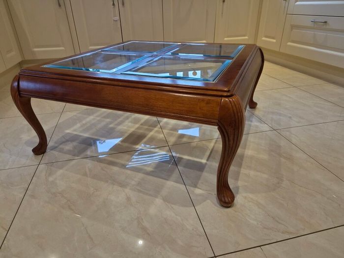 Solid Wood Glass Top Coffee Table