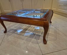 Solid Wood Glass Top Coffee Table