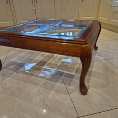 Solid Wood Glass Top Coffee Table