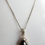 Vintage Sterling Silver 925 Genuine Black Jade and Zircon Necklace Pendant, length 18" - 4,5g Image 2