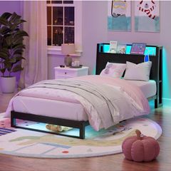 Single Bed with Charging Station and LED