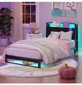Single Bed with Charging Station and LED