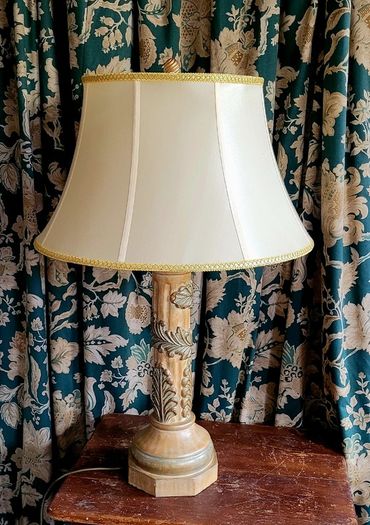 Vintage 3ft ceramic lamp with shade