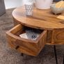 Round Coffee Table | Solid Sheesham Wood 60 x 60 x 44.5 cm  Modern Living Room Table Image 3