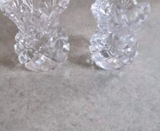 Set 2 Lead Crystal Bud Vase Toothpick Holder Zajecar Yugoslavia