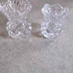 Set 2 Lead Crystal Bud Vase Toothpick Holder Zajecar Yugoslavia