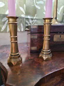 Antique pair of brass candlesticks