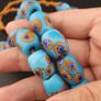 Vintage Blue Millefiori Glass Beads Strand Necklace 22 inches Long Image 5
