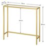 Tempered Glass Sofa Table, Gold Slim Hallway Table, 75 x 22 x 80 cm, for Living Room, Entryway, Hallway, Metal Frame, Sturdy, Gold Image 2