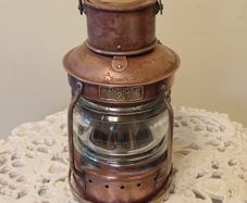 Antique Anchor Ship's Copper And Brass Lantern