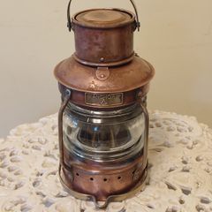 Antique Anchor Ship's Copper And Brass Lantern