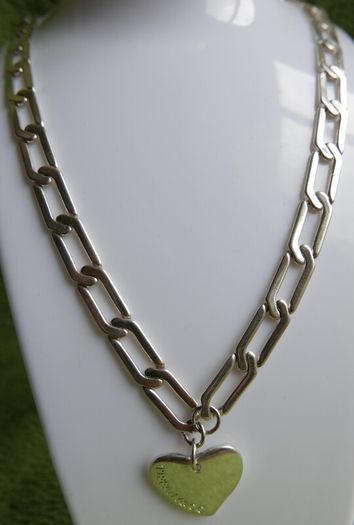 Vintage Tiffany & Co Extremely Long Heavy Chain Heart Tags Pendant In Sterling Silver 925 Length 38" Weight 67,30g