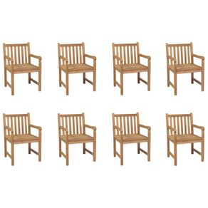 Outdoor Chairs 8 pcs Solid Teak Wood