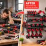 Heavy Duty Power Tool Organiser Wall Mounted 4 Tier Rack with 4 Drill Holders Image 2