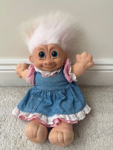 Russ Vintage Troll Kidz Daisy Troll Dress Plush Doll Used Dirty Damaged Please see pictures