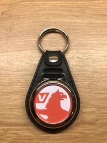 Leather Vauxhall key ring with shopping trolley token/coin