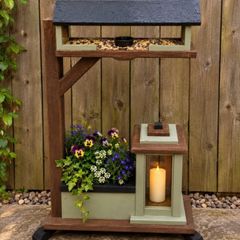 Garden Planter With Bird Feeder & Watering Station