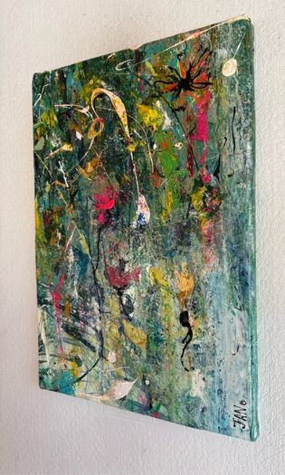 Clearance - Original Painting Original Floral in Abstract Landscape Pondscape Irish Art