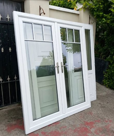 White uPVC French patio doors