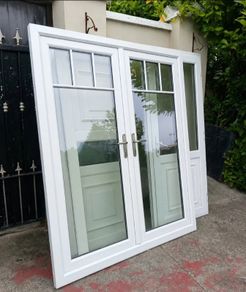 White uPVC French patio doors