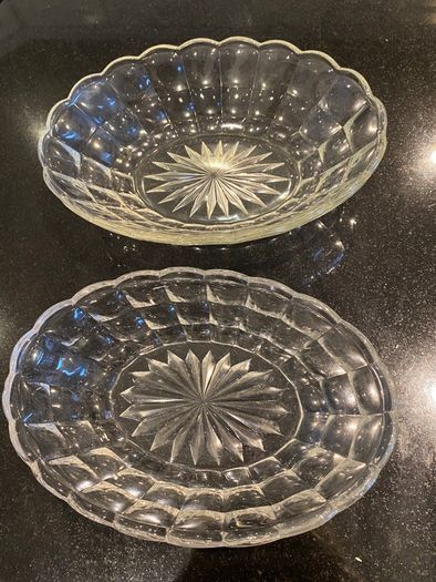 vintage  mid 20th century glass starburst dishes price for both