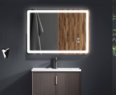 NEW SALE | Bathroom Mirror with LED Lights, 500x700 MM Backlit Illuminated Bathroom Mirror Wall Mounted Multifunction Vanity Mirror with 3 LED Light Color Dimmable and Demister Pad, IP54