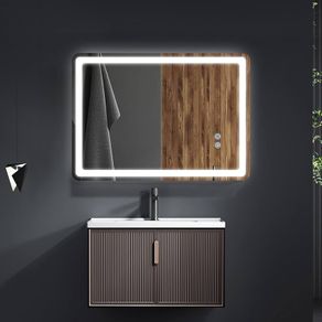 NEW SALE | Bathroom Mirror with LED Lights, 500x700 MM Backlit Illuminated Bathroom Mirror Wall Mounted Multifunction Vanity Mirror with 3 LED Light Color Dimmable and Demister Pad, IP54