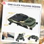 Foldable Pet Stroller for Large Dogs with Four Big Wheels, Shock-Absorbing Frame, Safety Leashes, Brakes, Dark Green Image 5