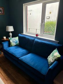 Navy Blue Velvet Velour 3 Seater Sofa