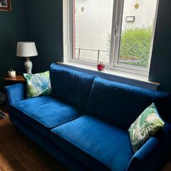 Navy Blue Velvet Velour 3 Seater Sofa