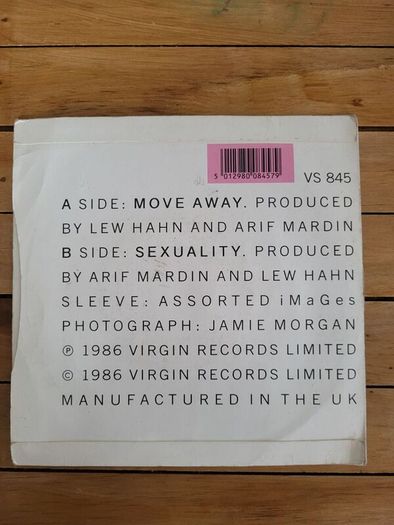 Culture Club Move Away 7 inch Vinyl Single 1986 Virgin VS 845