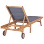 Folding Sun Loungers with Wheels 2 pcs Solid Teak and Textilene Image 5