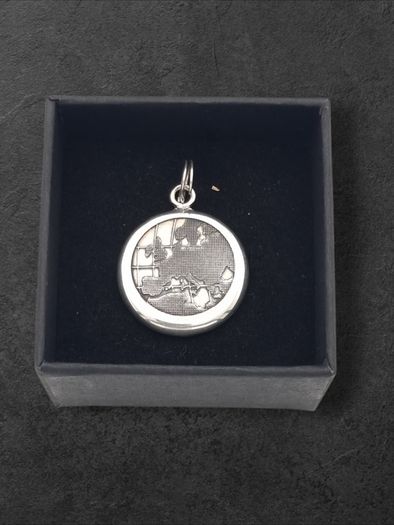 925 Vintage Sterling Silver Globe Map Avon Pendant