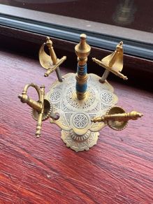 Toledo Swords Cocktail Stick Set of 4 Mini Skewers Brass Vintage  10cm Tall