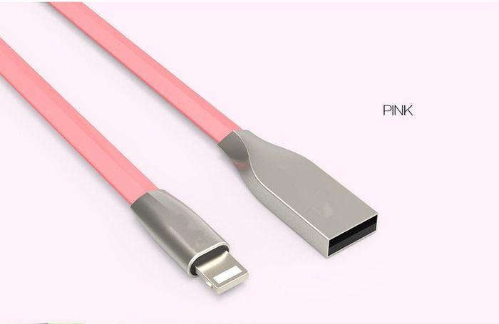 Pink 1m Zinc Alloy Data Sync / Lightning USB Cable for iPhone 7 6 6s Plus 5