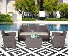 5-Seater Outdoor Garden PP Rattan Effect Furniture Set