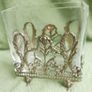 Antique Sterling Silver Handcrafted Square Container With Leaf Applique (glass Slightly Chipped) Image 7
