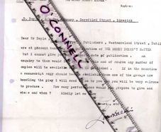 Letter By Louis D'alton - (late Manager & Producer Of The Abbey Theatre Dublin)