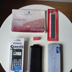 Casio scientific calculator, maths set, formulae & log book, pencils & eraser