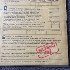 UB40 Unemployment Benefit Attendance Card 33