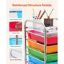 Rolling Cart with Drawers, 10 Drawer Storage Organizer, Mobile Utility Cart with Steel Frame, Universal Casters & 2 Brakes, Great for Office, Classroom, Craft Tools, Garage, Studio, Rainbow Image 5