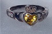 Vintage Sterling Silver Topaz Claddagh Ring