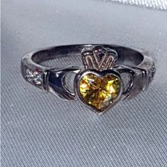 Vintage Sterling Silver Topaz Claddagh Ring