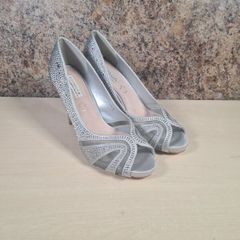 Womens Amy Huberman Bourbon Cluney Brown High Heels Stilettos  Silver Diamontes Size Uk 6.5 Eu 40 LIKE NEW