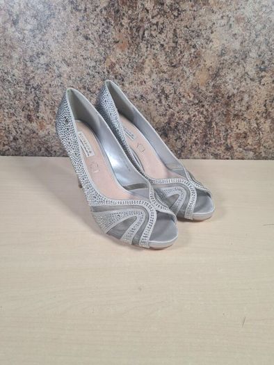 Womens Amy Huberman Bourbon Cluney Brown High Heels Stilettos  Silver Diamontes Size Uk 6.5 Eu 40 LIKE NEW