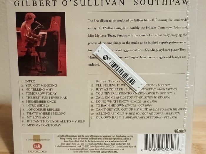 Gilbert O Sullivan Southpaw 2012 Remaster CD Album